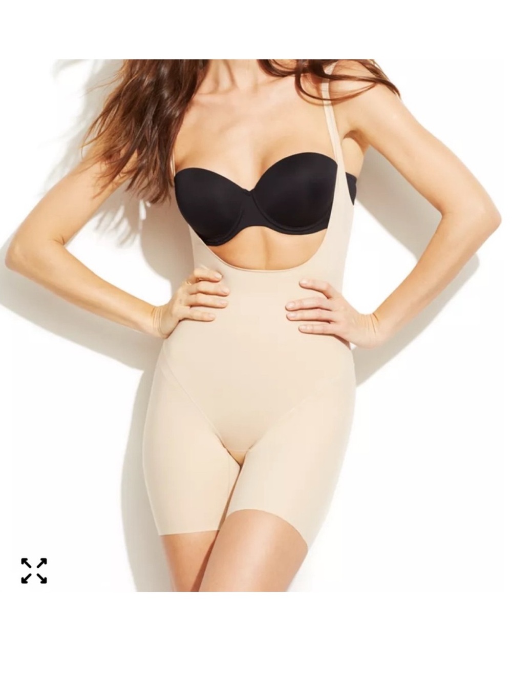 Wacoal High-Waist Nude Shaping Short with Open-Bust in BLACK